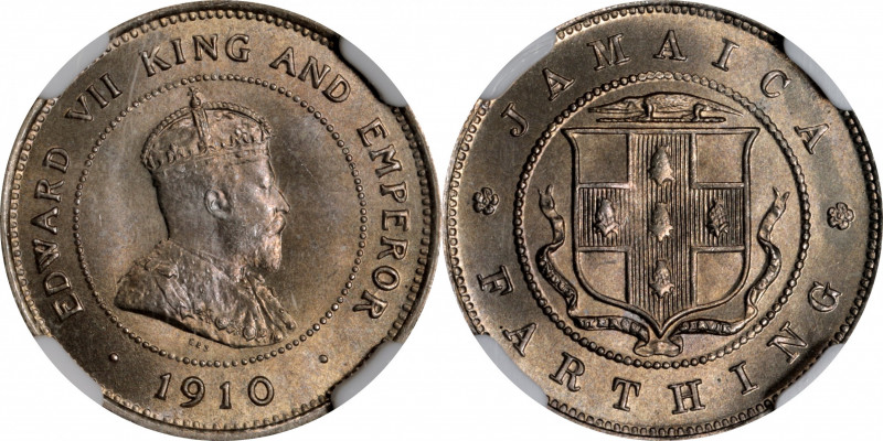 JAMAICA. Farthing (1/4 Penny), 1910. Edward VII. NGC MS-67.

KM-21. A lustrous...