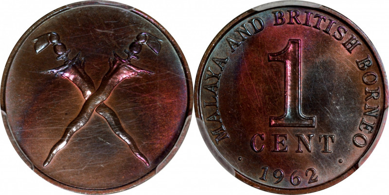 MALAYA AND BRITISH BORNEO. Cent, 1962. London Mint. PCGS SPECIMEN-63 Brown.

K...