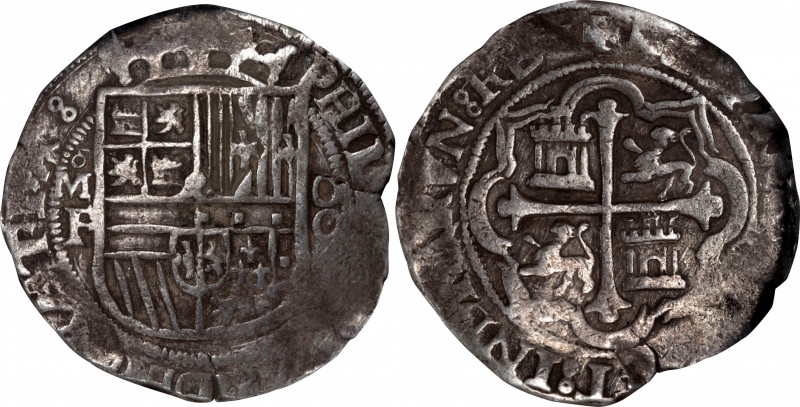 MEXICO. Cob 8 Reales, ND (1589-98)-Mo F. Mexico City Mint. Philip II. NGC AU-50....