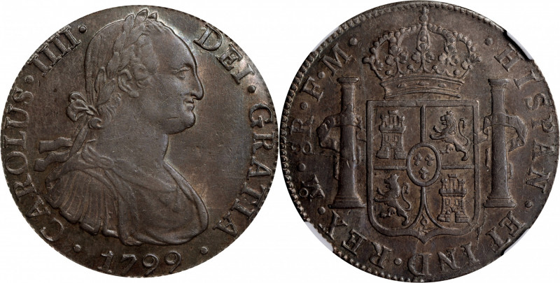 MEXICO. 8 Reales, 1799-Mo FM. Mexico City Mint. Charles IV. NGC AU-55.

KM-109...