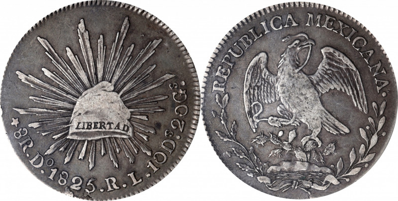 MEXICO. 8 Reales, 1825-Do RL. Durango Mint. ANACS VF-30.

KM-377.4; DP-Do02. V...