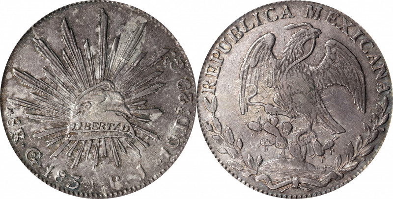 MEXICO. 8 Reales, 1834-Go PJ. Guanajuato Mint. PCGS AU-53.

KM-377.8; DP-Go16....