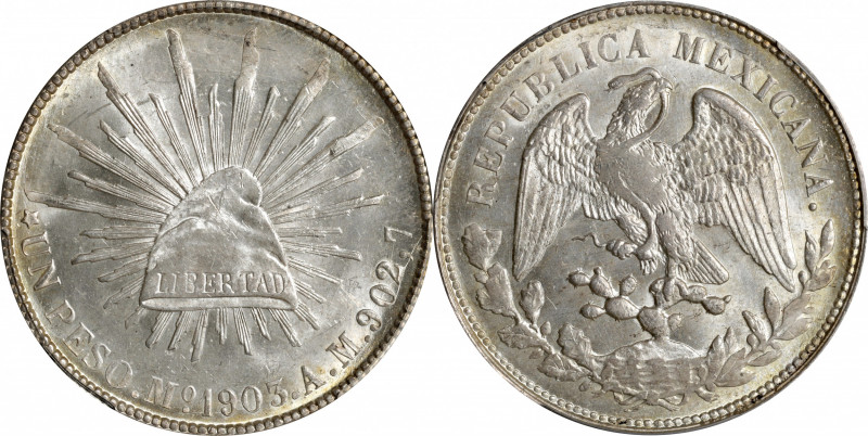 MEXICO. Peso, 1903-Mo AM. Mexico City Mint. PCGS MS-64.

KM-409.2. An attracti...