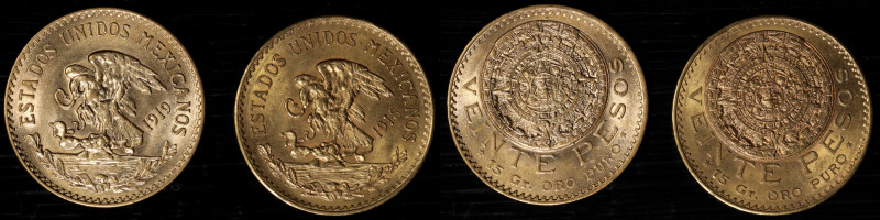 MEXICO. Duo of Gold 20 Pesos (2 Pieces), 1918 & 1919. Mexico City Mint. Average ...