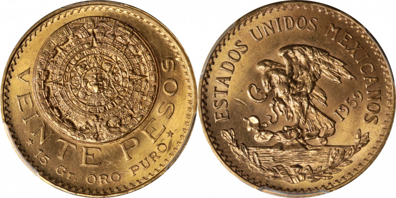 MEXICO. 20 Peso, 1959. PCGS MS-64.

Fr-171; KM-478. A well made and lustrous n...