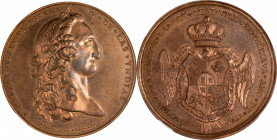 MEXICO. Charles IV/Orizaba Bronze Proclamation Medal, 1790. NGC MS-64 Red Brown.

Grove-C-94a. By G.A. Gil. Obverse: Laureate head bust of Charles I...