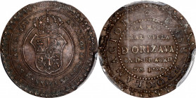 MEXICO. Charles IV/Orizaba Bronze Proclamation Medal, 1790. PCGS AU-55.

Grove-C-241a. A boldly struck little Medal with dark chocolate brown patina...