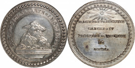 MEXICO. Charles IV/Sombrerete Silver Proclamation Medal, 1791. PCGS Genuine--Cleaning, Unc Details.

Grove-C-216. Restrike. A boldly struck Crown-si...