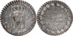 MEXICO. Ferdinand VII Silver Proclamation Medal, 1808. PCGS Genuine--Cleaning, AU Details.

Grove-F-16. Medal is the size of a 2 Reales. A boldly st...