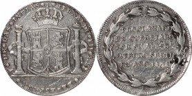 MEXICO. Ferdinand VII Silver Proclamation Medal, 1808. PCGS Genuine--Tooled, EF Details.

Grove-F-89/F-137 (Mule). A 2 Reales-sized Medal with the S...
