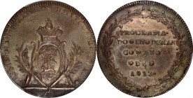 MEXICO. Augustin I Iturbide/Durango Silver Proclamation Medal, 1822. PCGS Genuine--Tooled, EF Details.

Grove-25a. A darkly toned and moderately str...