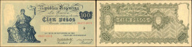 ARGENTINA. Caja de Conversión. 100 Pesos, ND (1909-35). P-247b. About Uncirculated.

Light spotting is noticed in the margins.