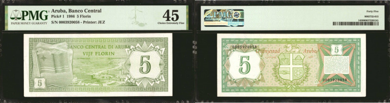 ARUBA. Lot of (3). Mixed Banks. 5 & 25 Florin, 1986-90. P-1, 3 & 6. PMG Choice E...