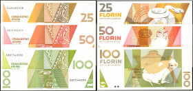 ARUBA. Lot of (3). Centrale Bank Van Aruba. 25, 50 & 100 Florin, 1993. P-12, 13 & 14. Uncirculated.

A trio of Uncirculated condition Aruba notes.
...