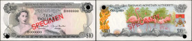 BAHAMAS. Bahamas Monetary Authority. 10 Dollars, 1968. P-30s. Specimen. Uncirculated.

Flamingoes are seen on the reverse of this 10 Dollars Bahamas...
