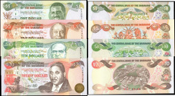BAHAMAS. Lot of (4). The Central Bank of the Bahamas. 1, 5, 10 & 20 Dollars, 2000-01. P-63b, 64, 65A & 69. Uncirculated.

From the Ricardo Collectio...