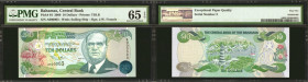 BAHAMAS. The Central Bank of the Bahamas. 10 Dollars, 2000. P-64. Serial Number 3. PMG Gem Uncirculated 65 EPQ.

Low serial number of "A000003."