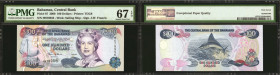 BAHAMAS. The Central Bank of the Bahamas. 100 Dollars, 2000. P-67. PMG Superb Gem Uncirculated 67 EPQ.

A highly attractive Superb Gem offering of t...