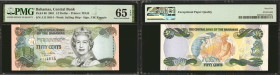 BAHAMAS. Lot of (2). The Central Bank of the Bahamas. 1/2 Dollar, 2001. P-68. Consecutive. PMG Gem Uncirculated 65 EPQ & 66 EPQ.

A duo of Gem conse...