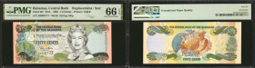 BAHAMAS. The Central Bank of the Bahamas. 1/2 Dollar, 2001. P-68*. Replacement. PMG Gem Uncirculated 66 EPQ.

Serial number "Z0000777."