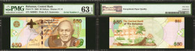 BAHAMAS. The Central Bank of the Bahamas. 50 Dollars, 2006. P-75. Serial Number 3. PMG Choice Uncirculated 63 EPQ.

Low serial number "A000003."