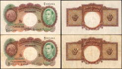 BARBADOS. Lot of (2). Government of Barbados. 1 Dollar, 1939-49. P-2b. Very Fine.

A duo of 1 Dollar notes, one of which is dated 1939 and the other...