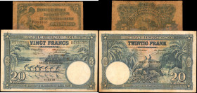 BELGIAN CONGO. Lot of (2). Banque Du Congo Belge. 5 & 10 Francs, 1950-53. P-15H & 21. Good to Fine.

P-15H is in VG condition and P-21 is in Good co...