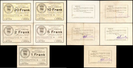 BELGIUM. Lot of (5). Meulebeke. 1, 2, 5, 10 & 20 Frank, 1940. P-Unlisted. Very Fine to Uncirculated.

A hole is found on the 1 Frank note. SOLD AS I...
