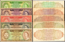 BELIZE. Lot of (5). The Government of Belize. 1, 2, 5, 10 & 20 Dollars, 1975-76. P-33c, 34b, 35b, 36c & 37c. Very Good to Very Fine.

P-33c is cance...