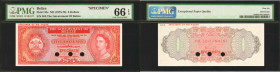 BELIZE. The Government of Belize. 5 Dollars, ND (1975-76). P-35s. Specimen. PMG Gem Uncirculated 66 EPQ.