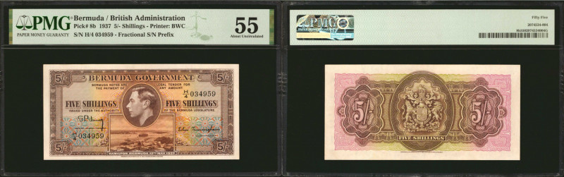 BERMUDA. Bermuda Government. 5 Shillings, 1937. P-8b. PMG About Uncirculated 55....