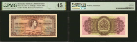 BERMUDA. Bermuda Government. 5 Shillings, 1952. P-18a. PMG Choice Extremely Fine 45.

PMG comments "Pinholes, Minor Rust."