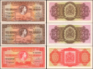 BERMUDA. Lot of (3). Bermuda Government. 5 & 10 Shillings, 1952-57. P-18 & 19. About Uncirculated.

A trio of Bermuda notes, which includes two P-18...
