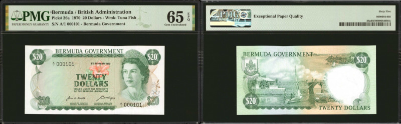 BERMUDA. Bermuda Government. 20 Dollars, 1970. P-26a. PMG Gem Uncirculated 65 EP...