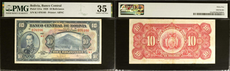 BOLIVIA. Banco Central de Bolivia. 10 Bolivianos, 1928. P-121a. PMG Choice Very ...