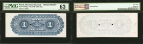 BRAZIL. Thesouro Nacional. 1 Mil Reis, ND (1870). P-A244p2. Back Proof. PMG Choice Uncirculated 63.

PMG comments "Annotations."