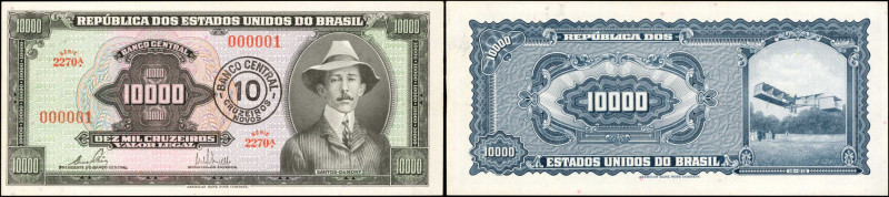 BRAZIL. Banco Central do Brasil. 10,000 Cruzeiros, ND (1966). P-182B. Serial Num...