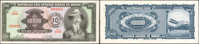 BRAZIL. Banco Central do Brasil. 10,000 Cruzeiros, ND (1966). P-182B. Serial Number 1. About Uncirculated.

This 1000 Cruzeiros note proudly display...