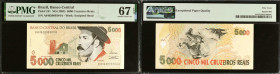BRAZIL. Banco Central do Brasil. 5000 Cruzeiros Reais, ND (1993). P-241. PMG Superb Gem Uncirculated 67 EPQ.