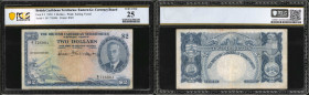BRITISH CARIBBEAN TERRITORIES. British Caribbean Territories, Eastern Group. 2 Dollars, 1950. P-2. PCGS Banknote Very Fine 25.

Printed by BWC. Wate...