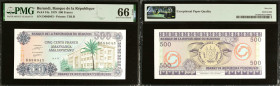 BURUNDI. Banque de la Republique du Burundi. 500 Francs, 1979. P-34a. PMG Gem Uncirculated 66 EPQ.
