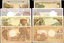 CAMEROON. Lot of (4). Banque Des Etats De L'Afrique Centrale. 500, 1000 & 5000 Francs, ND (1962-1983). P-11, 12b, 16b & 19. Fine to Extremely Fine.
...