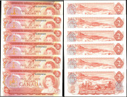 CANADA. Lot of (6). Bank of Canada. 2 Dollars, 1974. P-86a. Uncirculated.

Some consecutive notes are seen in the mix.
