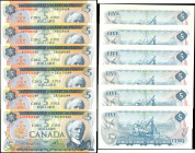 CANADA. Lot of (6). Bank of Canada. 5 Dollars, 1972. P-87a, 87a*, 87b* & 87b. Uncirculated.