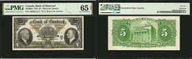CANADA. Bank of Montreal. 5 Dollars, 1935. CH #505-60-02. PMG Gem Uncirculated 65 EPQ.

Montreal, Quebec. Signature combination W.A. Bog and C.B. Go...