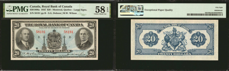 CANADA. Royal Bank of Canada. 20 Dollars, 1935. CH #630-18-06a. PMG Choice About...