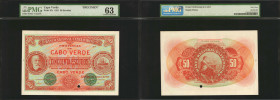CAPE VERDE. Banco Nacional Ultramarino. 50 Escudos, 1921. P-37s. Specimen. PMG Choice Uncirculated 63.

"Great Embossing & Color" is noted by PMG. P...