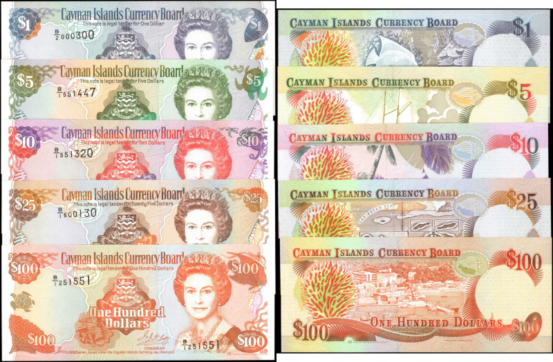 CAYMAN ISLANDS. Lot of (5). Cayman Islands Currency Board. 1, 5, 10, 25 & 100 Do...