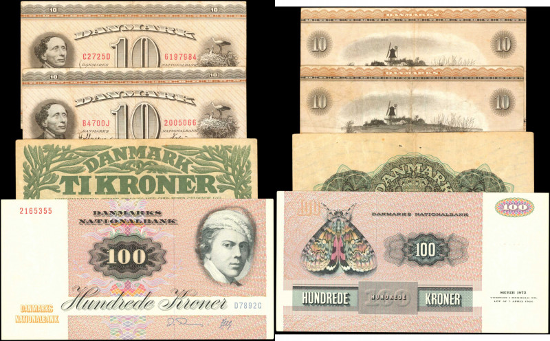 DENMARK. Lot of (4). Danmarks Nationalbank. 10 & 100 Kroner, 1936-72. P-Various....