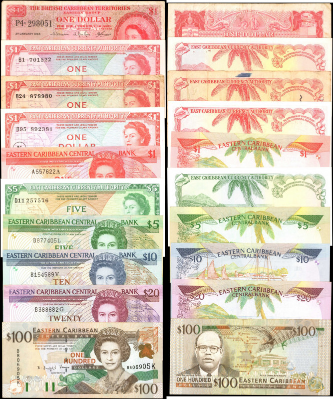 EAST CARIBBEAN STATES. Lot of (10). Currency Board of the British Caribbean Terr...